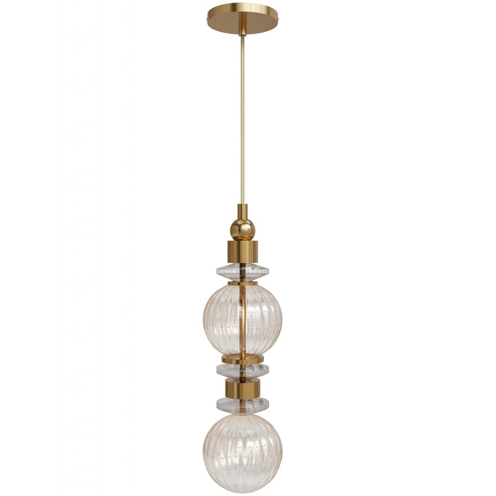 Avra Stacked LED Pendant in Aged Brass/Clear Glass by Avenue Lighting
