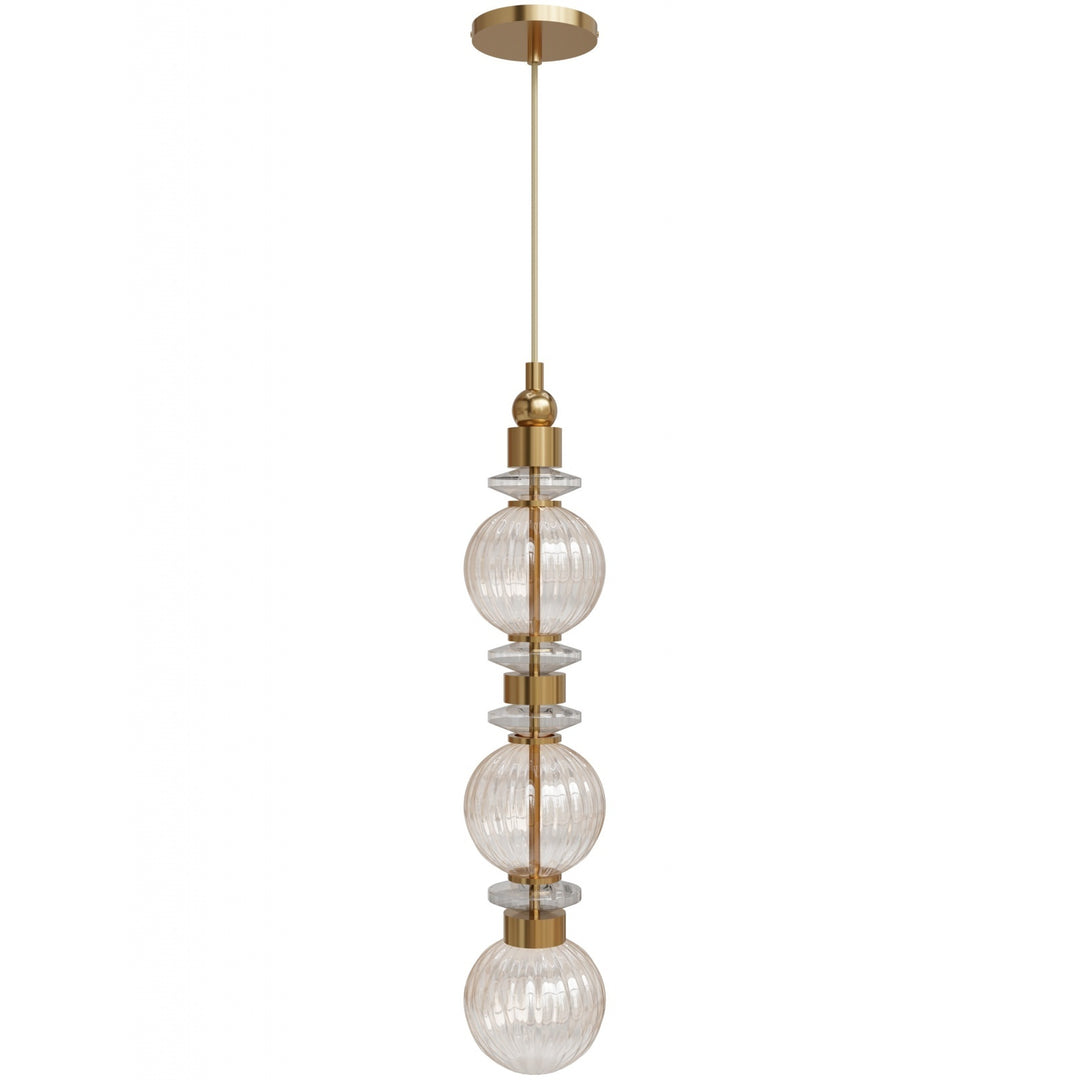 Avra Stacked LED Pendant in Aged Brass/Clear Glass by Avenue Lighting