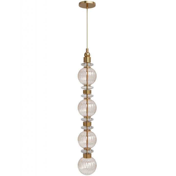 Avra Stacked LED Pendant in Aged Brass/Clear Glass by Avenue Lighting