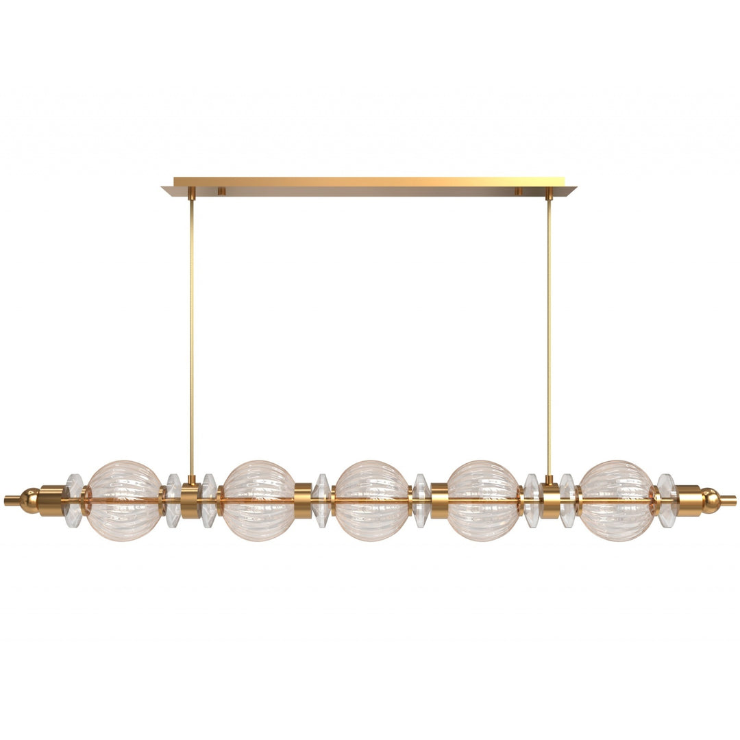Avra Linear LED Pendant in Aged Brass/Clear Glass by Avenue Lighting