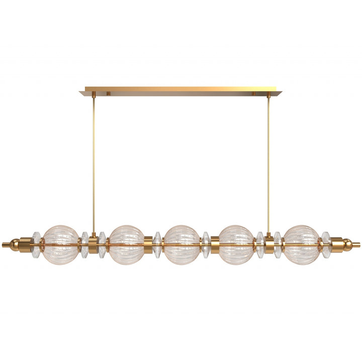 Avra Linear LED Pendant in Aged Brass/Clear Glass by Avenue Lighting