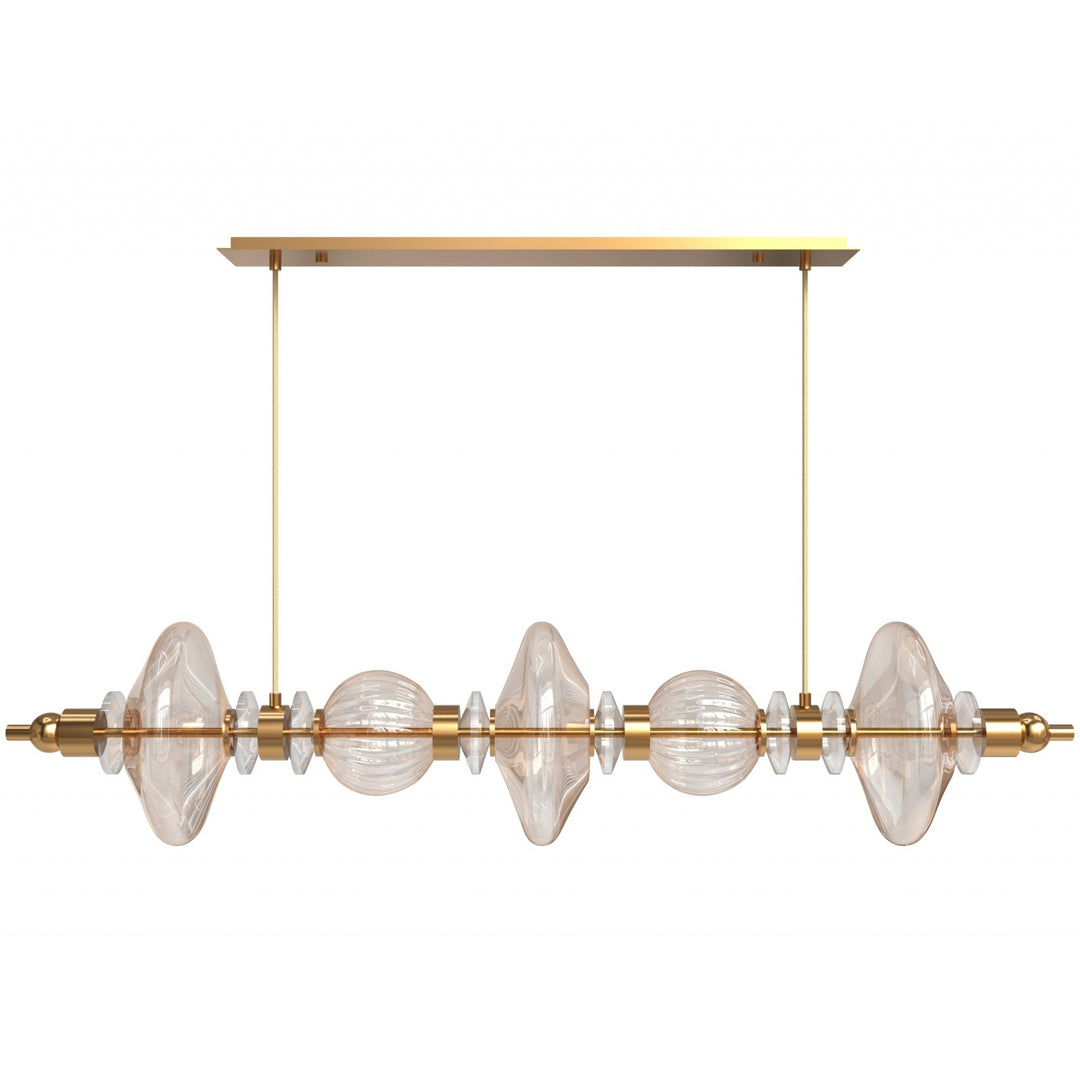 Avra Linear LED Pendant in Aged Brass/Clear Glass by Avenue Lighting