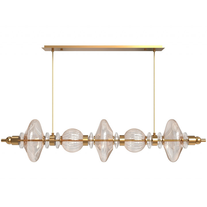 Avra Linear LED Pendant in Aged Brass/Clear Glass by Avenue Lighting