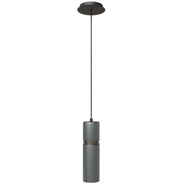 Cicada 10"H LED Pendant, Knurled Dark Grey and Pewter