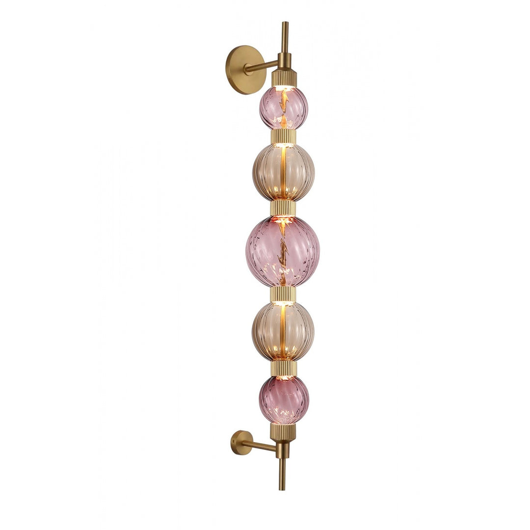 Zayna LED Wall Sconce in Aged Brass/Brown and Purple Glass by Avenue Lighting