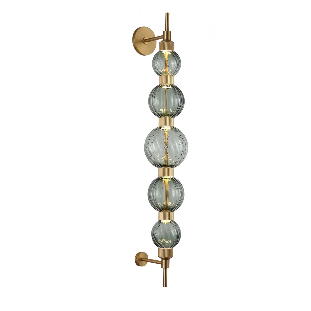Zayna LED Wall Sconce in Aged Brass/Green Glass by Avenue Lighting