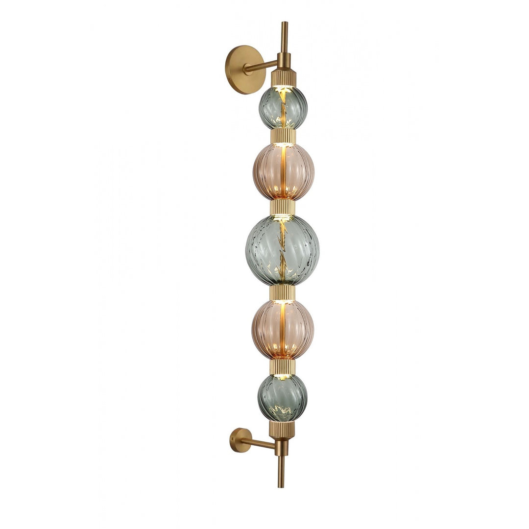 Zayna LED Wall Sconce in Aged Brass/Green and Brown Glass by Avenue Lighting