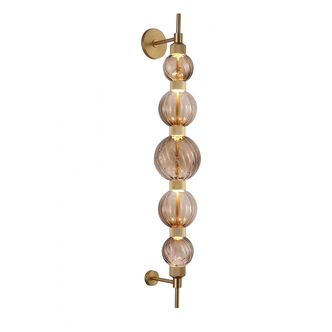 Zayna LED Wall Sconce in Aged Brass/Brown Glass by Avenue Lighting