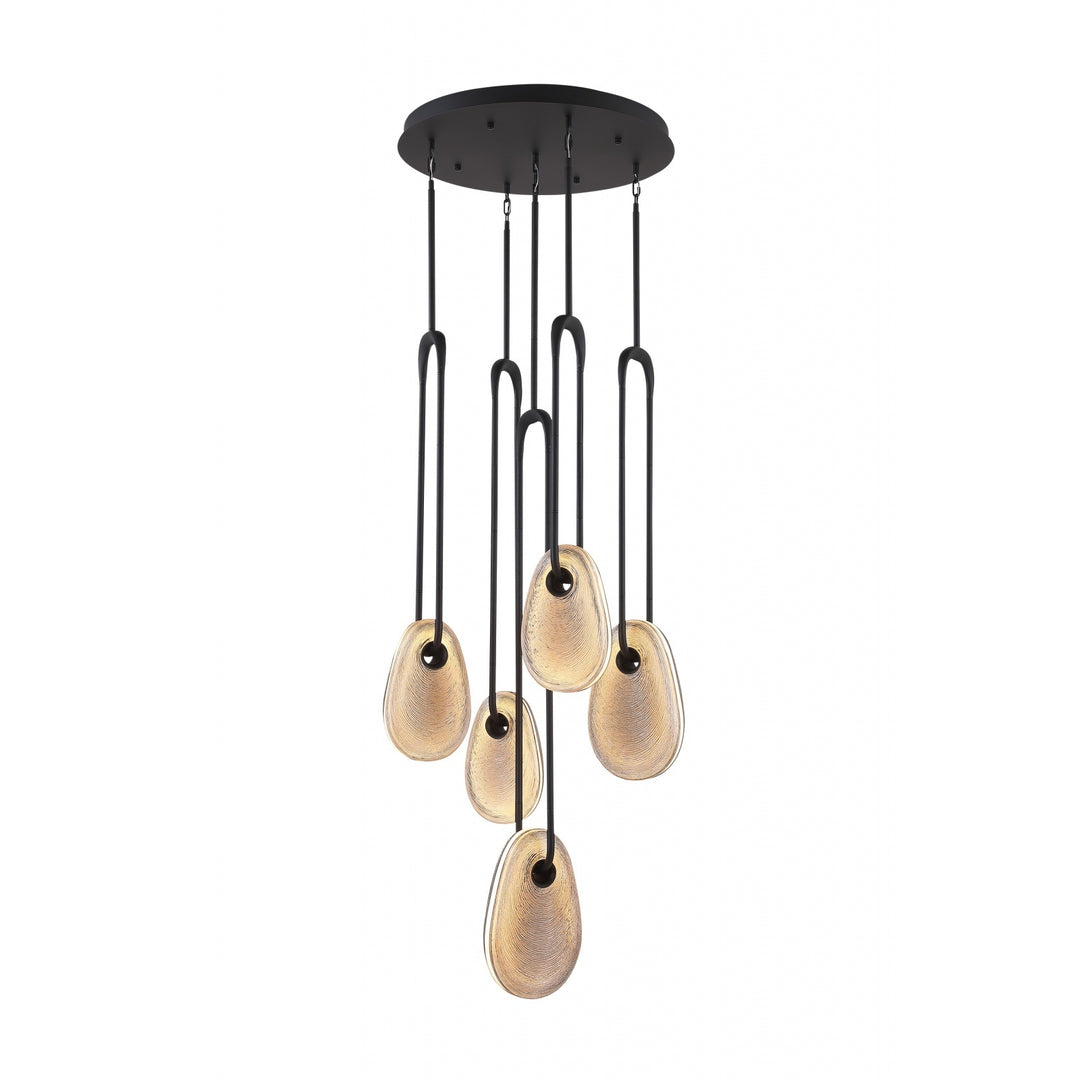 Palmea Oval Smoked Glass LED Chandelier in Black by Avenue Lighting