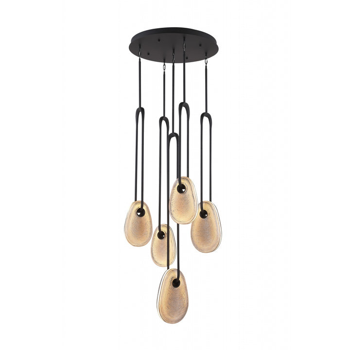 Palmea Oval Smoked Glass LED Chandelier in Black by Avenue Lighting