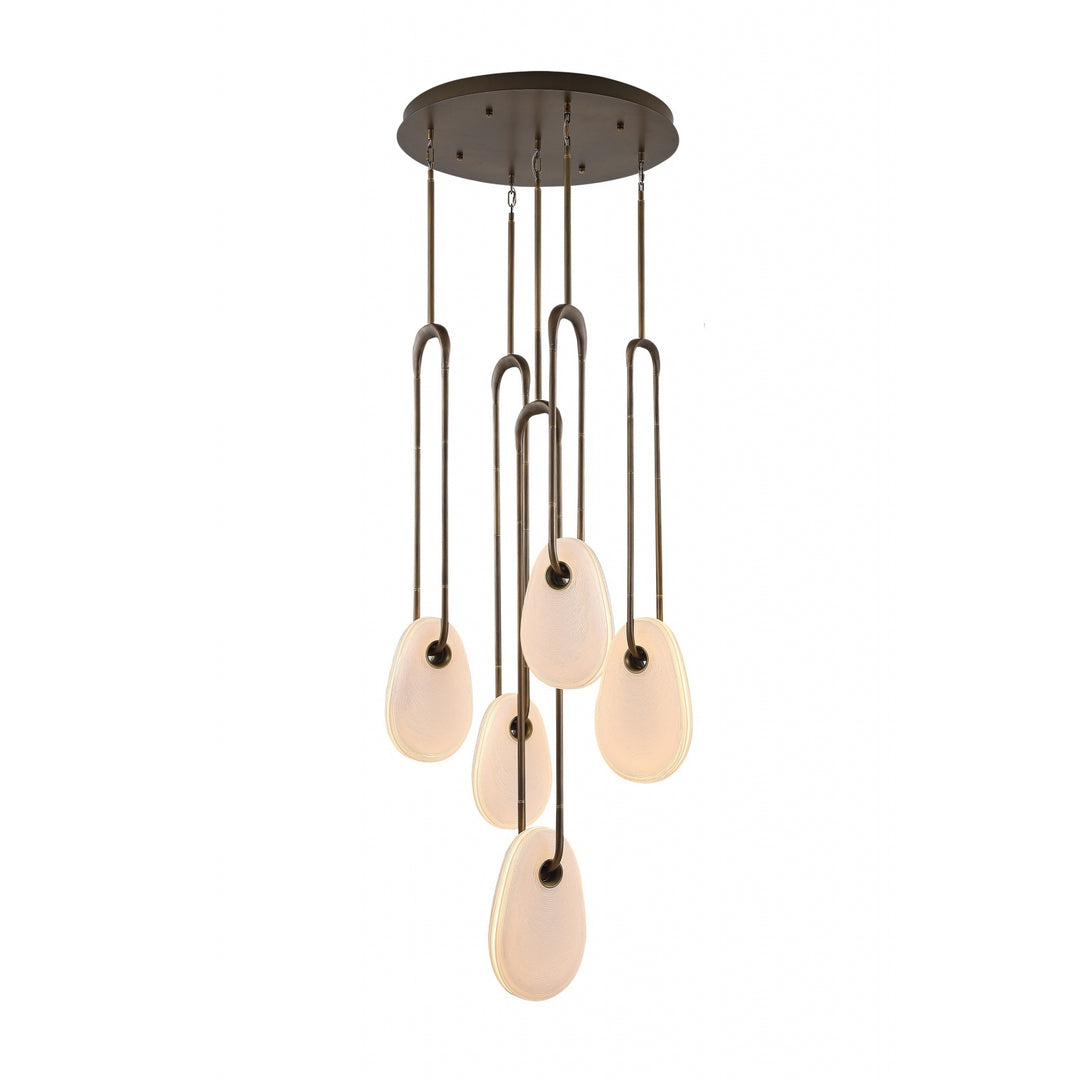 Palmea Oval White Glass LED Chandelier, 5-Light 24"W, by Avenue Lighting