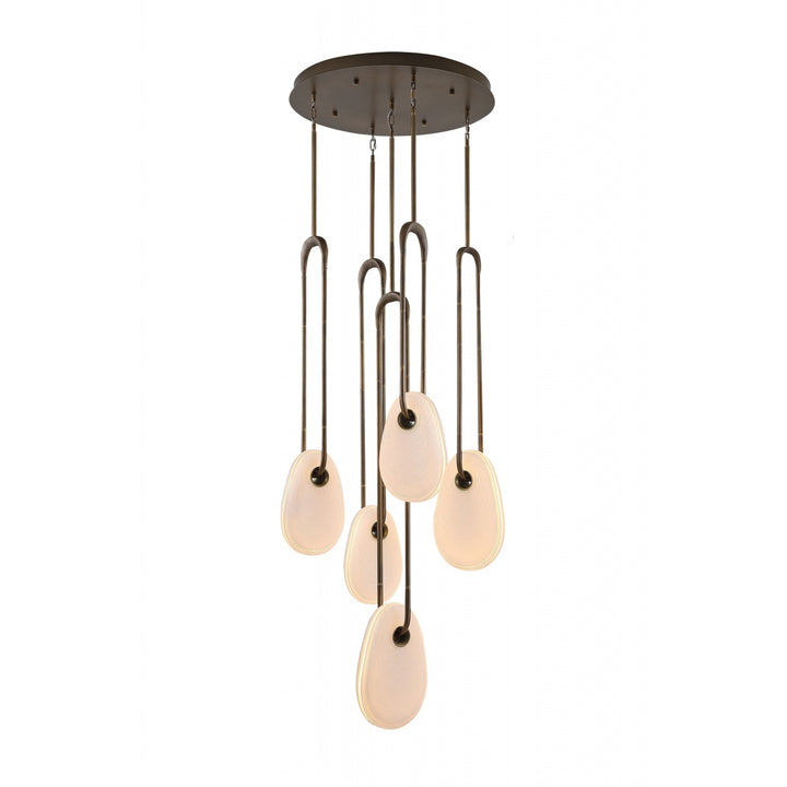 Palmea Oval White Glass LED Chandelier, 5-Light 24"W, by Avenue Lighting