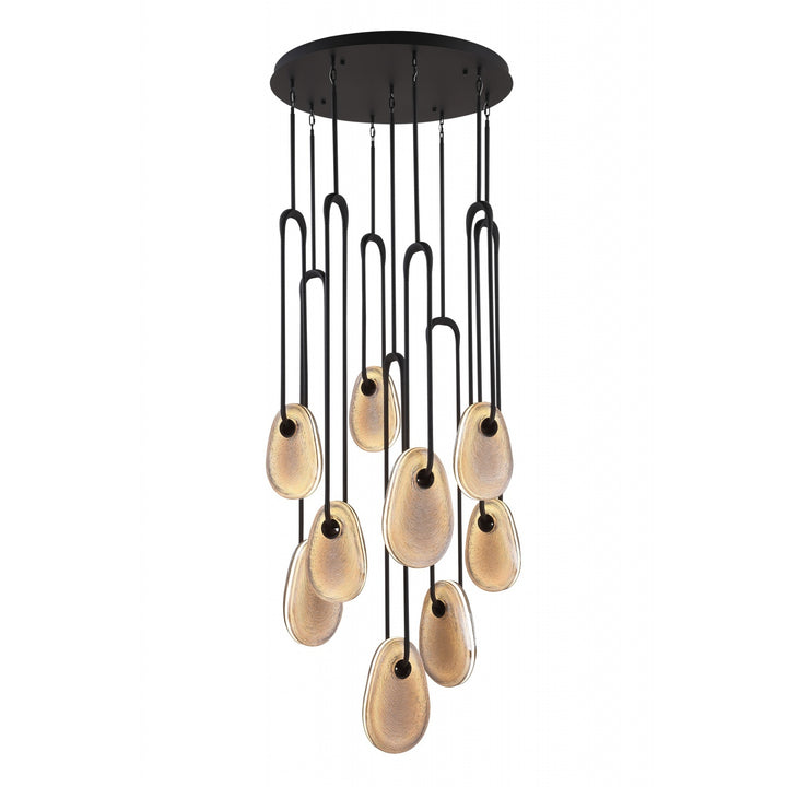Palmea Oval Smoked Glass LED Chandelier in Matte Black by Avenue Lighting
