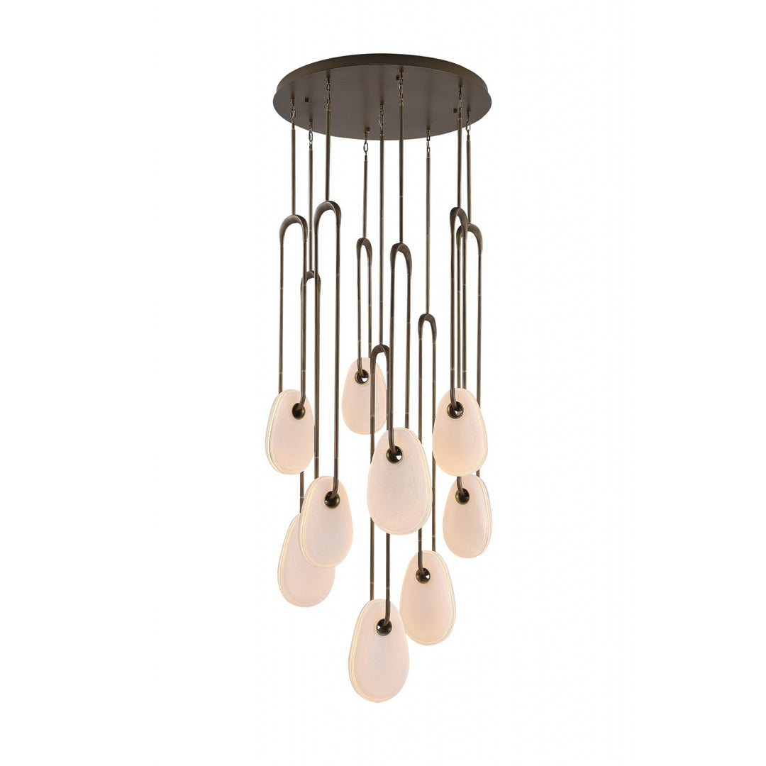 Palmea Oval White Glass LED Chandelier, 9-Light 31"W, by Avenue Lighting