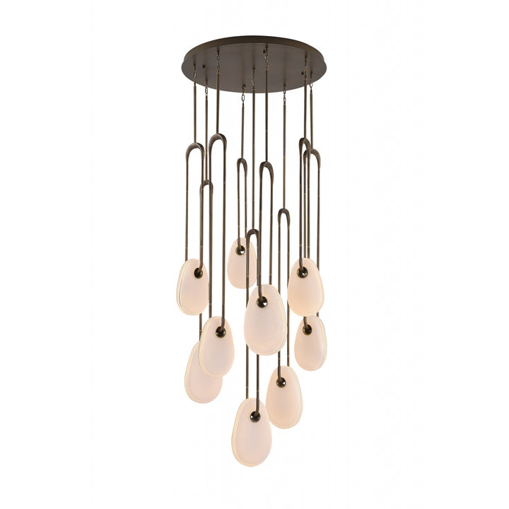 Palmea Oval White Glass LED Chandelier, 9-Light 31"W, by Avenue Lighting