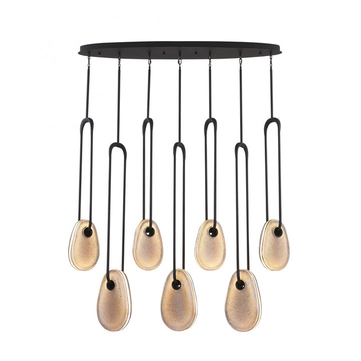 Palmea Oval Smoked Glass LED Chandelier in Matte Black by Avenue Lighting