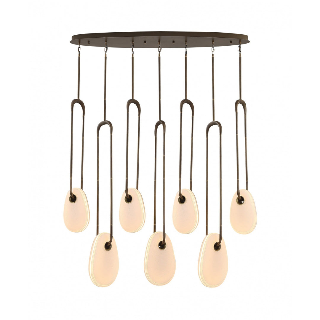 Palmea Oval White Glass LED Chandelier, 7-Light 50"W, by Avenue Lighting