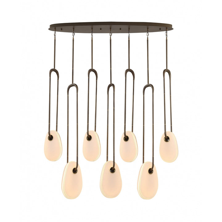 Palmea Oval White Glass LED Chandelier, 7-Light 50"W, by Avenue Lighting