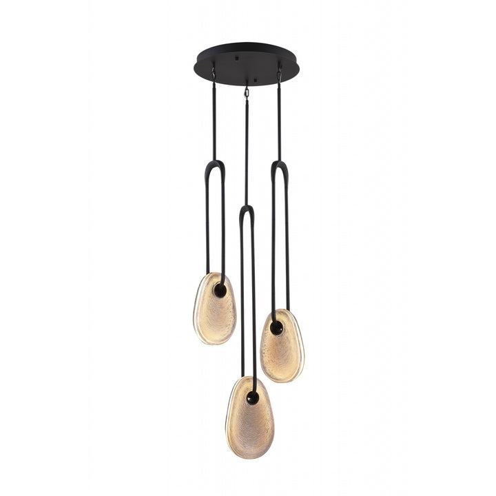 Palmea Oval Smoked Glass LED Chandelier in Matte Black by Avenue Lighting