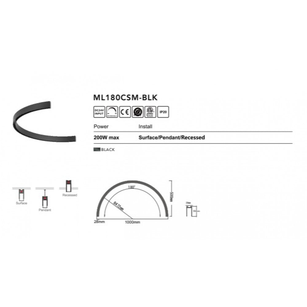 Magnetix 180-Degree Curved Surface Mount Track 200-Watts Max by Avenue Lighting - view 2