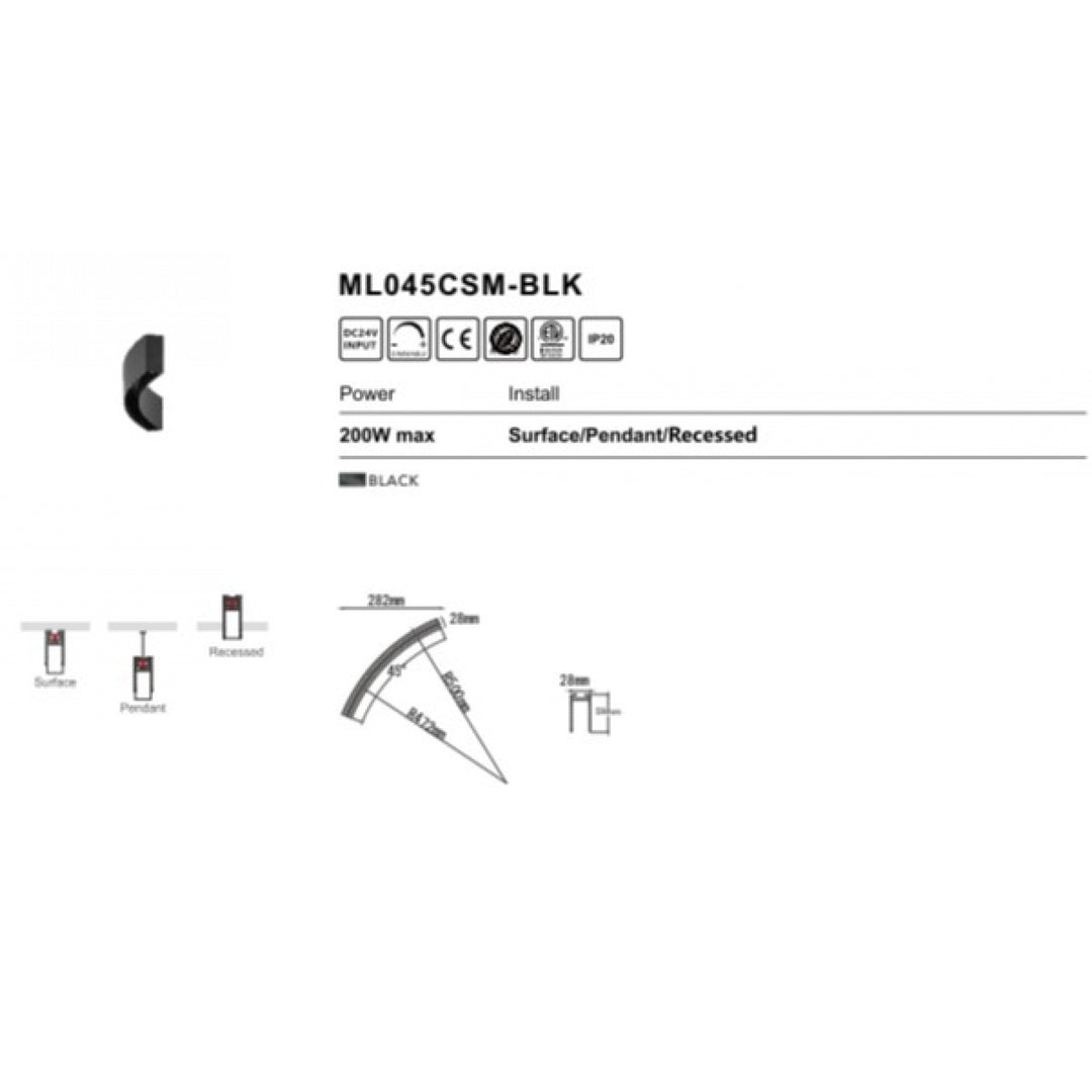 Magnetix 45-Degree Curved Surface Mount Track 200-Watts Max by Avenue Lighting - view 2