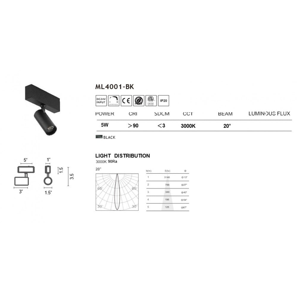 Magnetix Cylinder Spot Light 5-Watts by Avenue Lighting - view 2