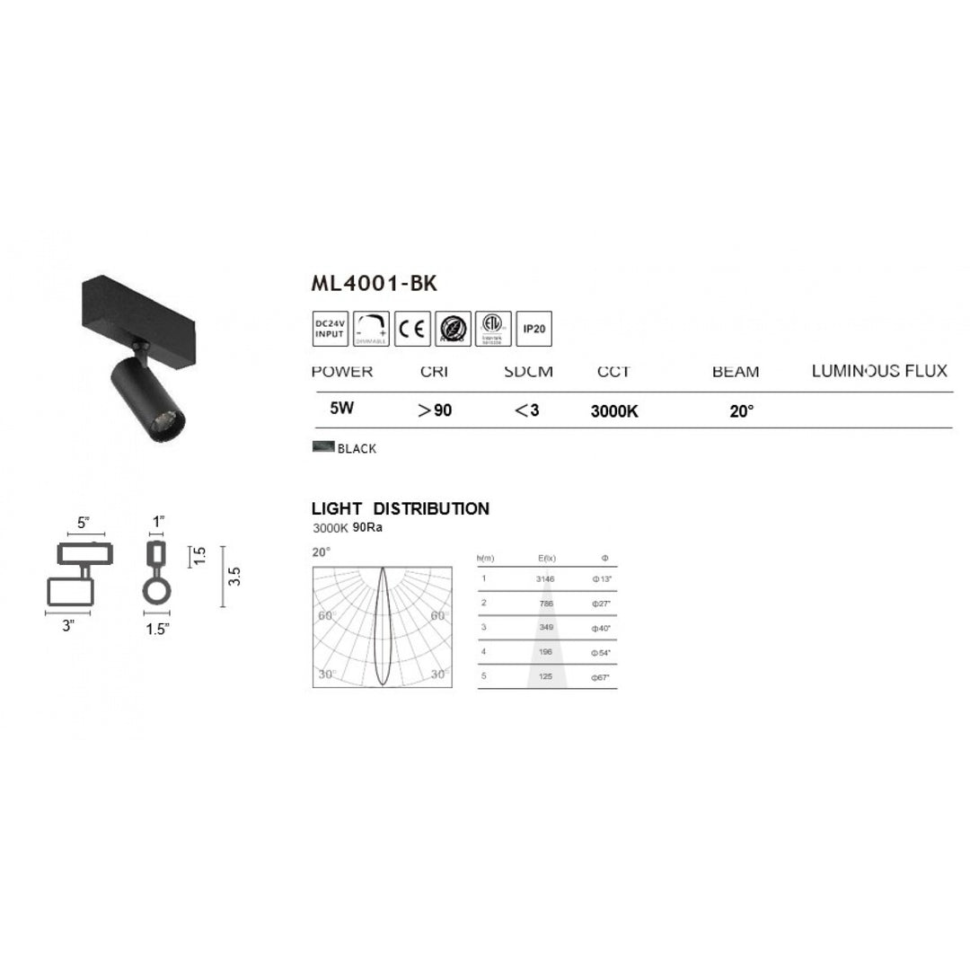 Magnetix Cylinder Spot Light 5-Watts by Avenue Lighting - view 2