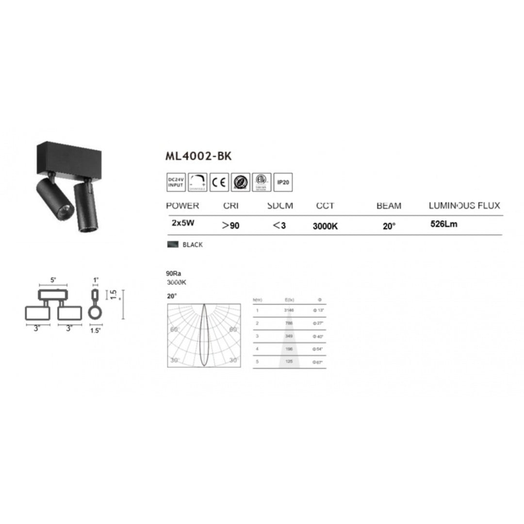 Magnetix Cylinder Double Head Spot Lights 5-Watts by Avenue Lighting - view 2