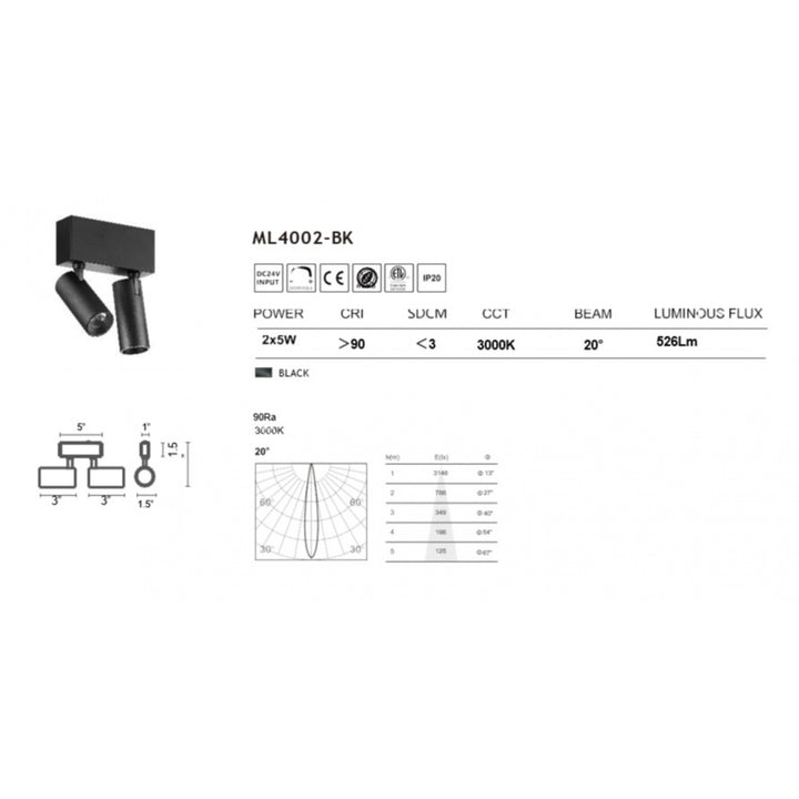 Magnetix Cylinder Double Head Spot Lights 5-Watts by Avenue Lighting - view 2