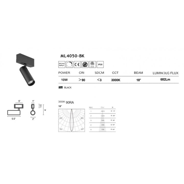 Magnetix Cylinder Spotlight 10-Watts by Avenue Lighting - view 3