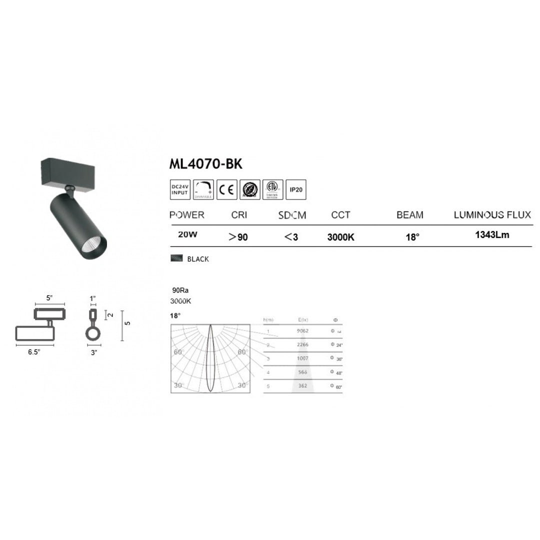 Magnetix Cylinder Spot Light 20-Watts by Avenue Lighting - view 3