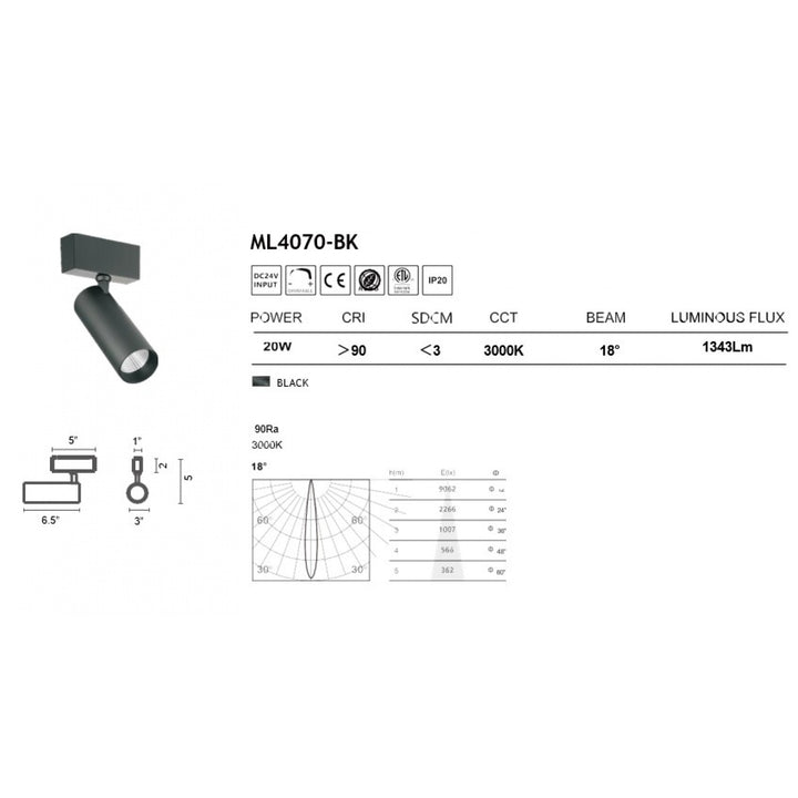 Magnetix Cylinder Spot Light 20-Watts by Avenue Lighting - view 3