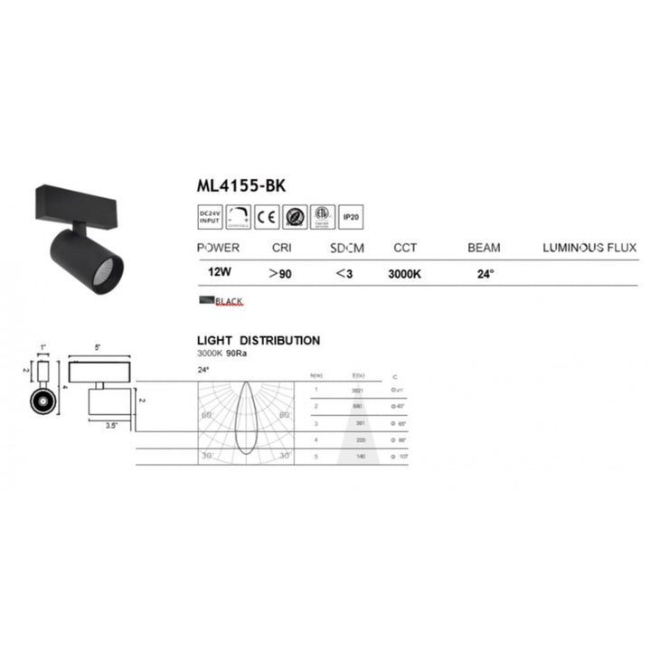 Magnetix Cylinder Spot Light 12-Watts by Avenue Lighting - view 3