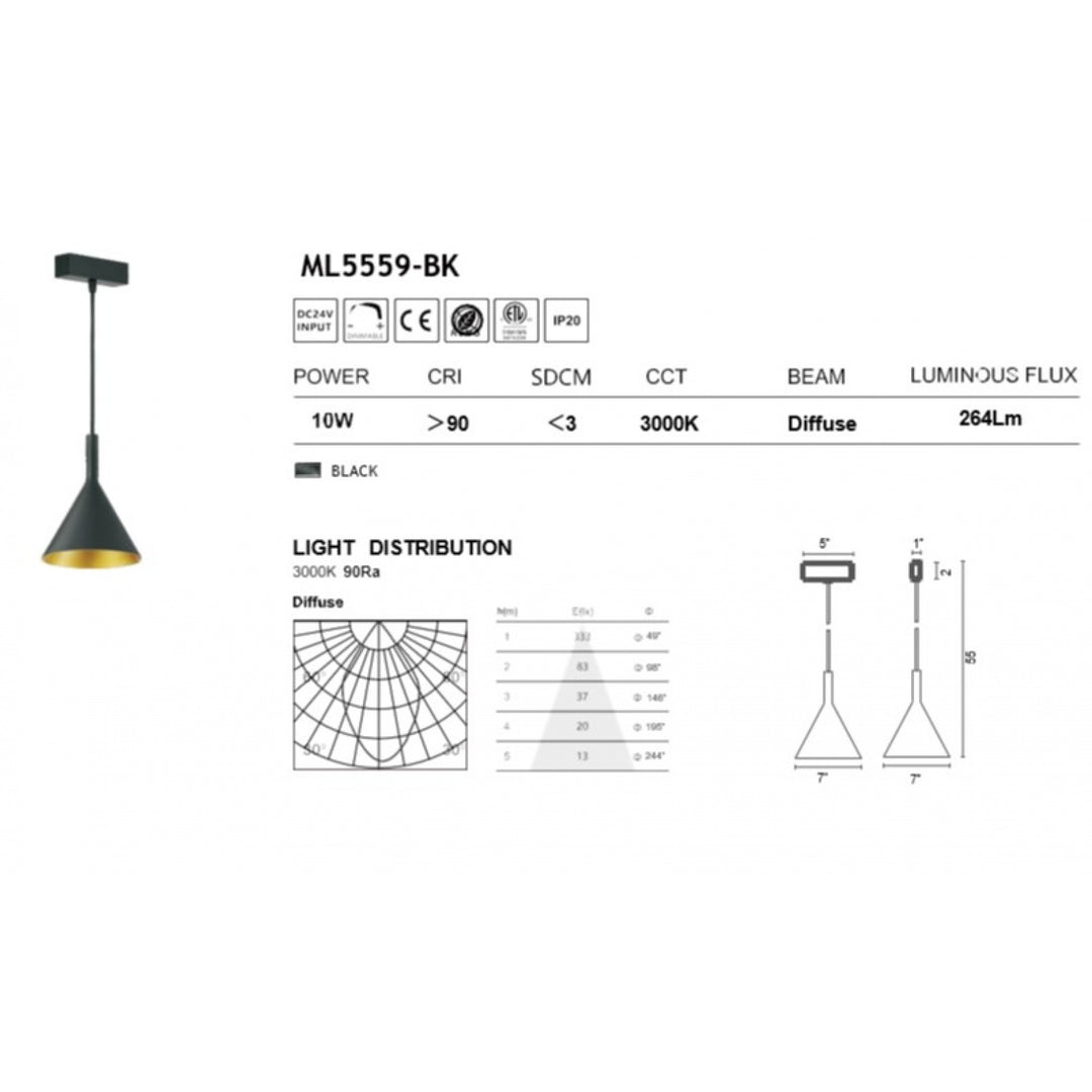 Magnetix Cone-Shaped LED Pendant 10-Watts by Avenue Lighting - view 3