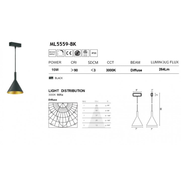 Magnetix Cone-Shaped LED Pendant 10-Watts by Avenue Lighting - view 3