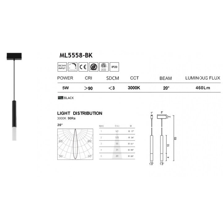 Magnetix LED Pendant/Acrylic Diffuser 5-Watts by Avenue Lighting - view 2