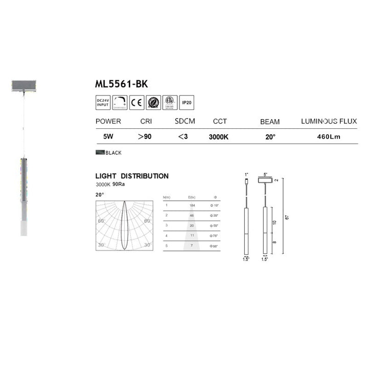 Magnetix LED Pendant/White Acrylic Diffuser 5-Watts by Avenue Lighting - view 2