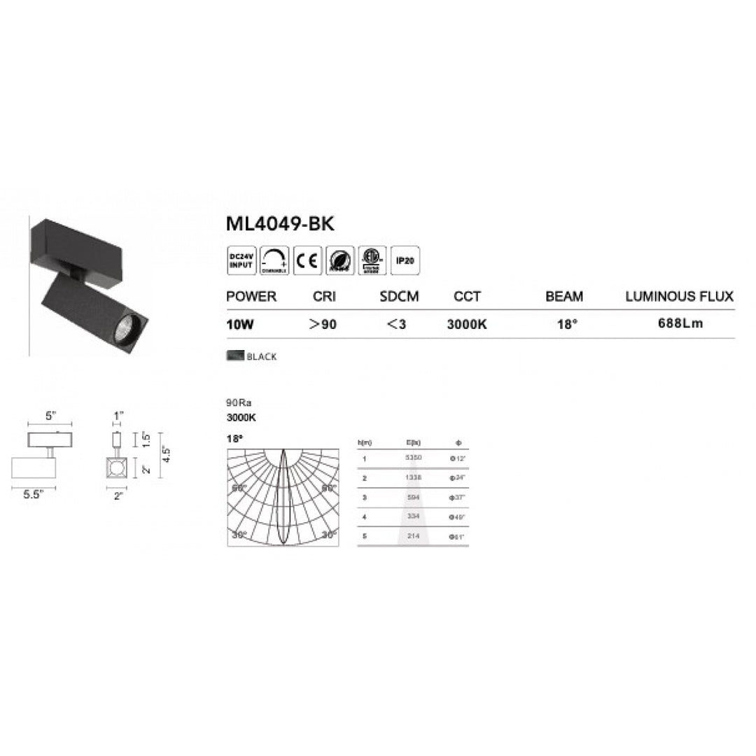 Magnetix Square Spot Light 10-Watts by Avenue Lighting - view 3