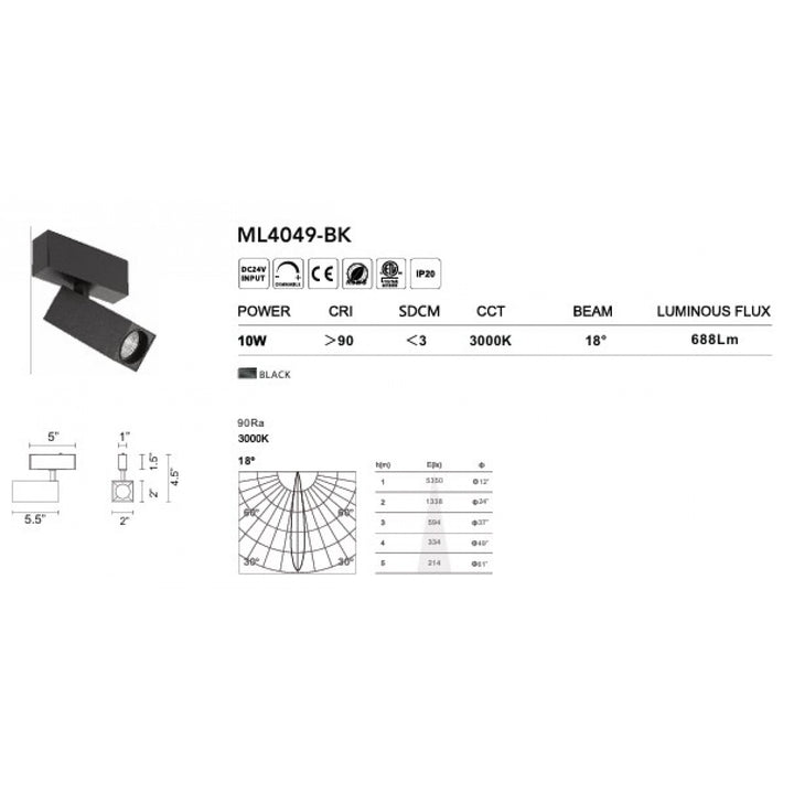 Magnetix Square Spot Light 10-Watts by Avenue Lighting - view 3