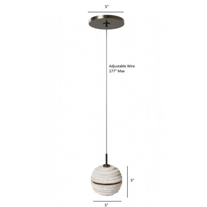 Sedona Round Ribbed Alabaster Pendant by Avenue Lighting - view 5