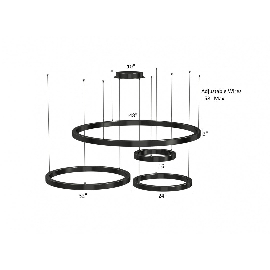 Aria 4-Ring LED Chandelier by Avenue Lighting - view 5