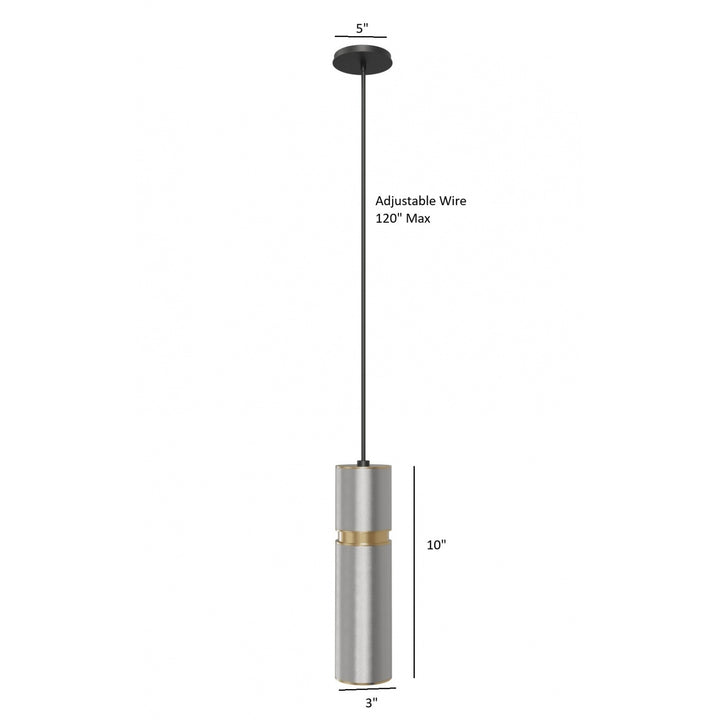 Cicada 10"H LED Pendant, Knurled Light Grey and Brass