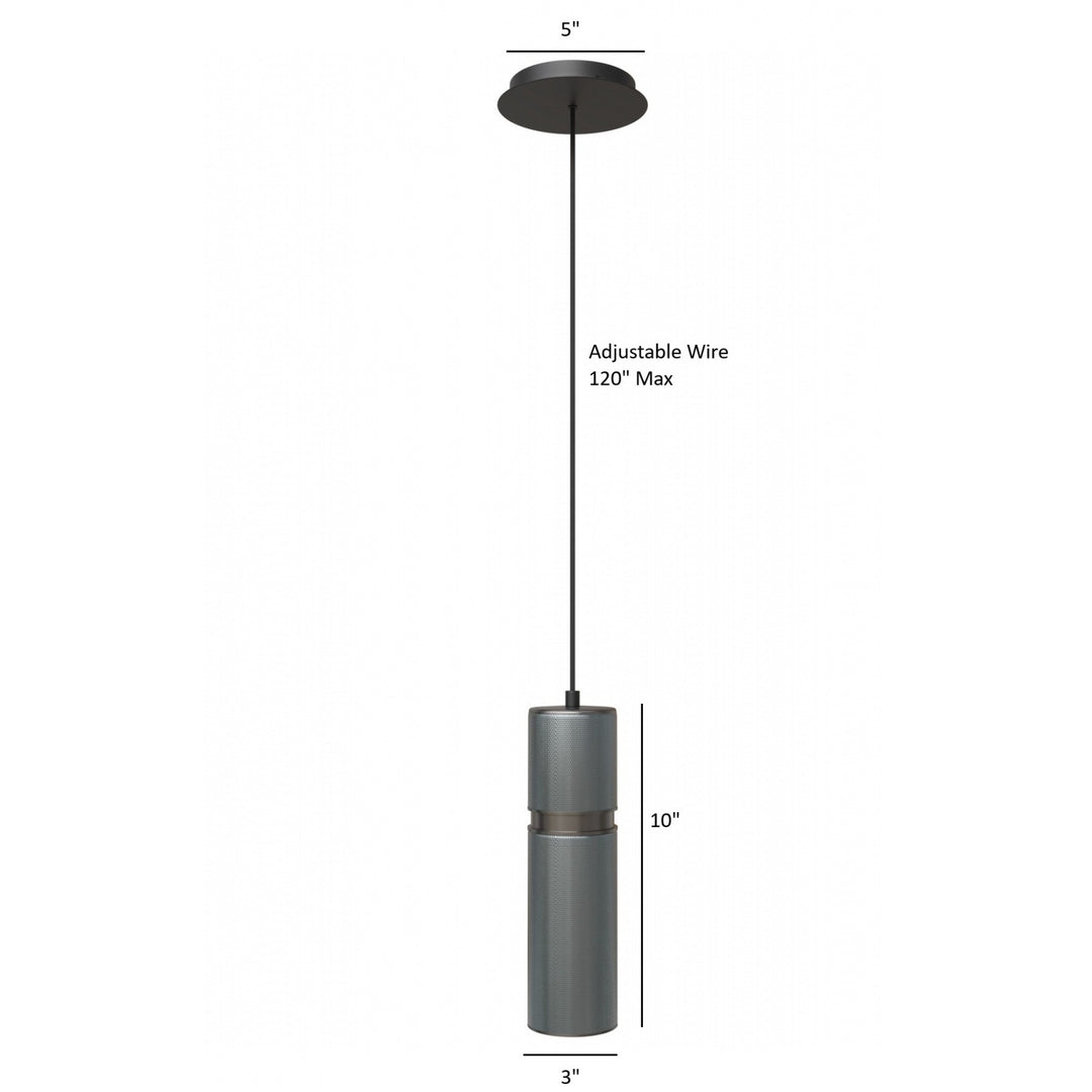 Cicada 10"H LED Pendant, Knurled Dark Grey and Pewter