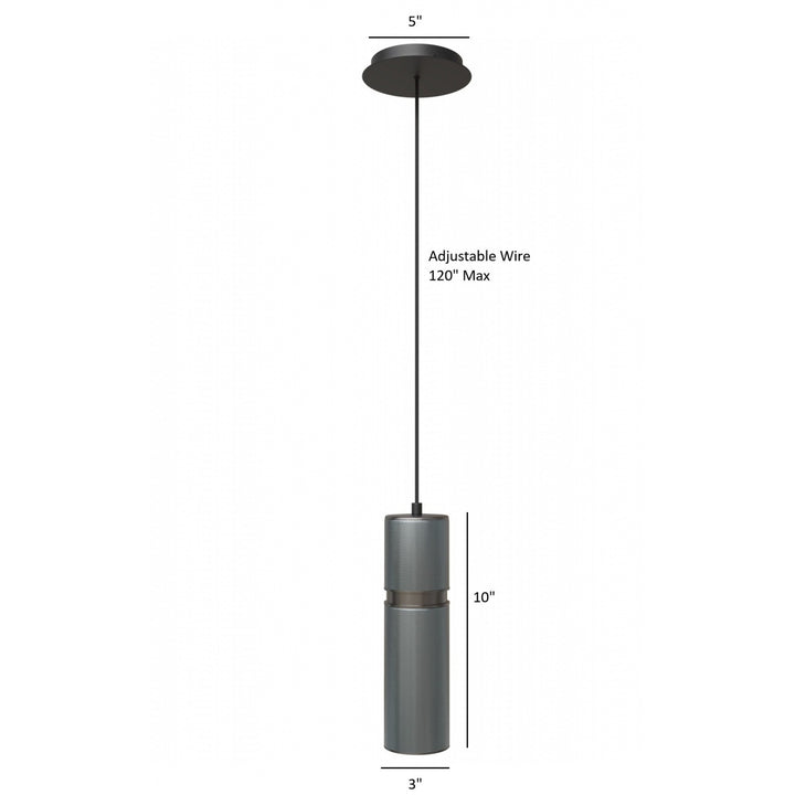 Cicada 10"H LED Pendant, Knurled Dark Grey and Pewter