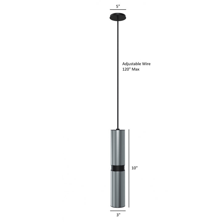 Cicada 10"H LED Pendant, Knurled Dark Grey and Black