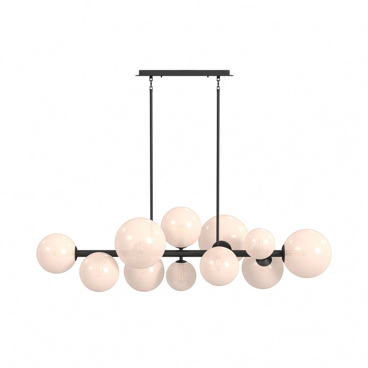 Delilah Chandelier in Black/Translucent White Glass by Avenue Lighting