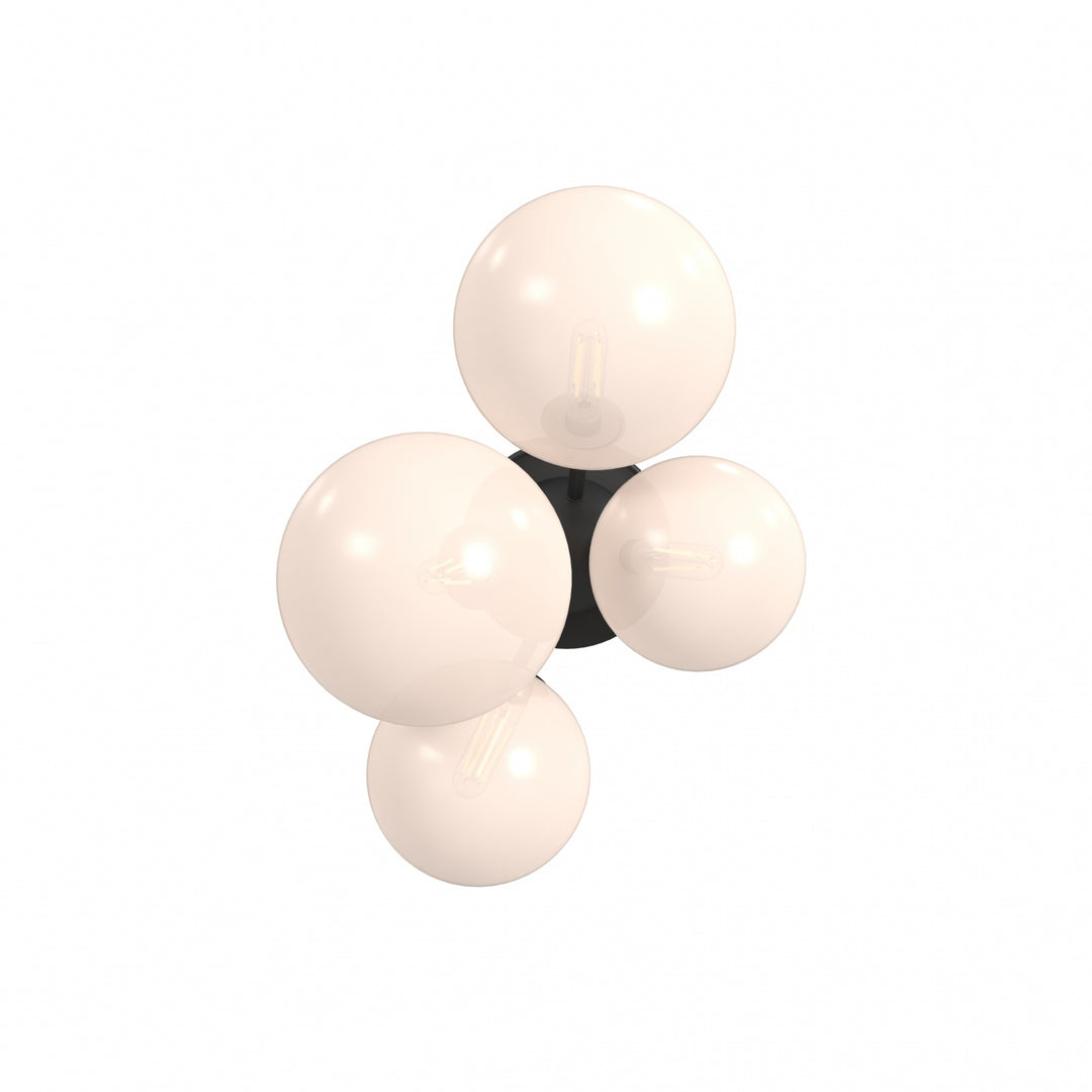 Delilah Wall Sconce in Black/Translucent White Glass by Avenue Lighting