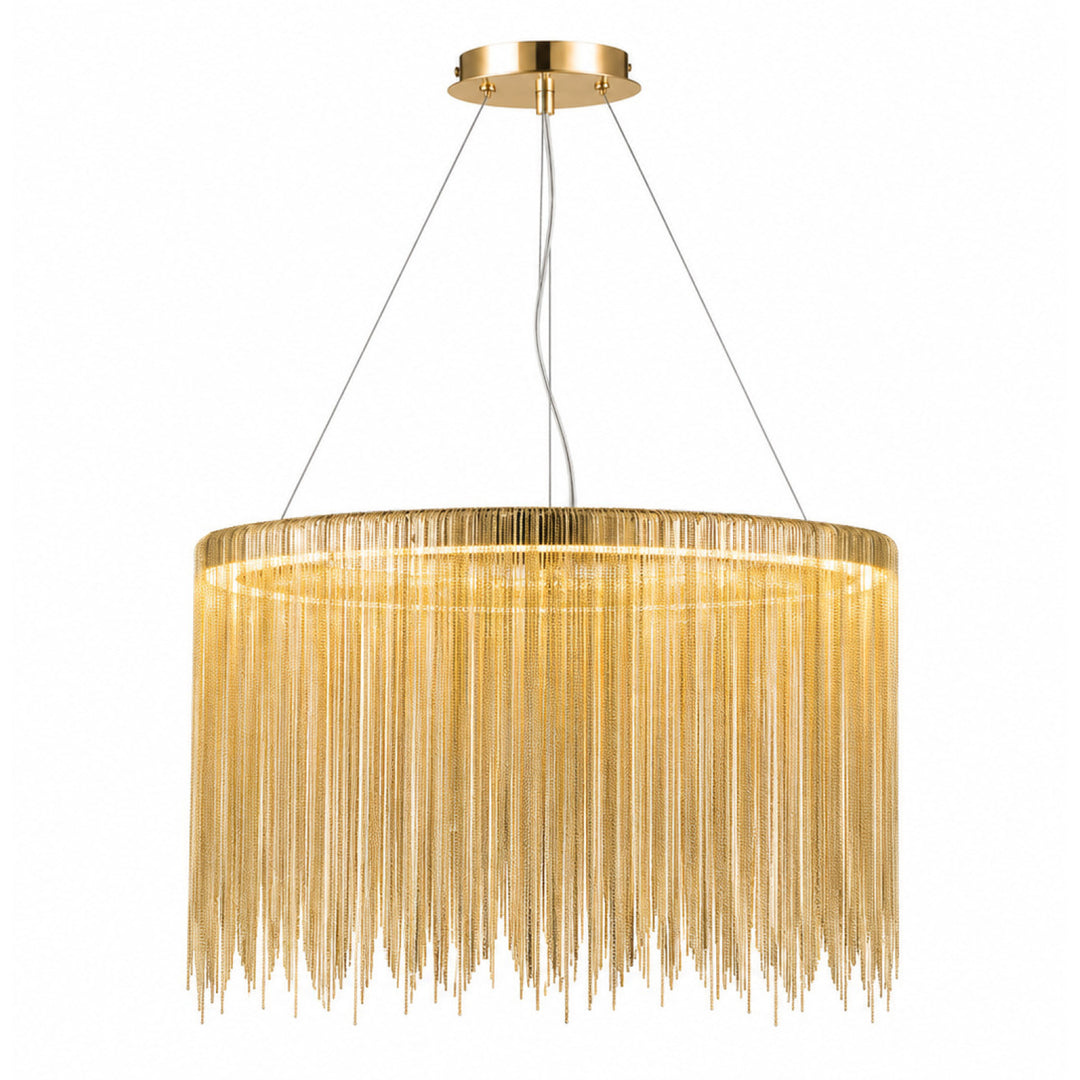 Fountain Ave. Drum Shape LED Pendant in Gold by Avenue Lighting