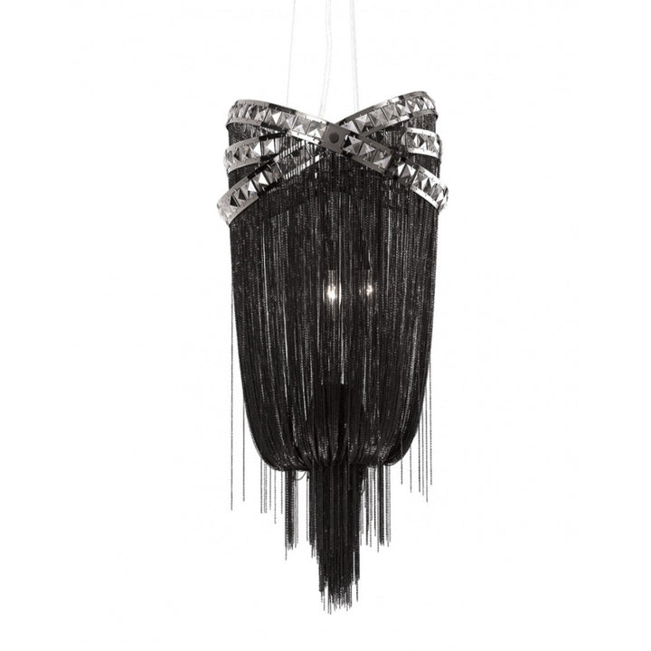 Wilshire Blvd. Jewelry Chain Chandelier in Black/Smoked Crystals by Avenue Lighting