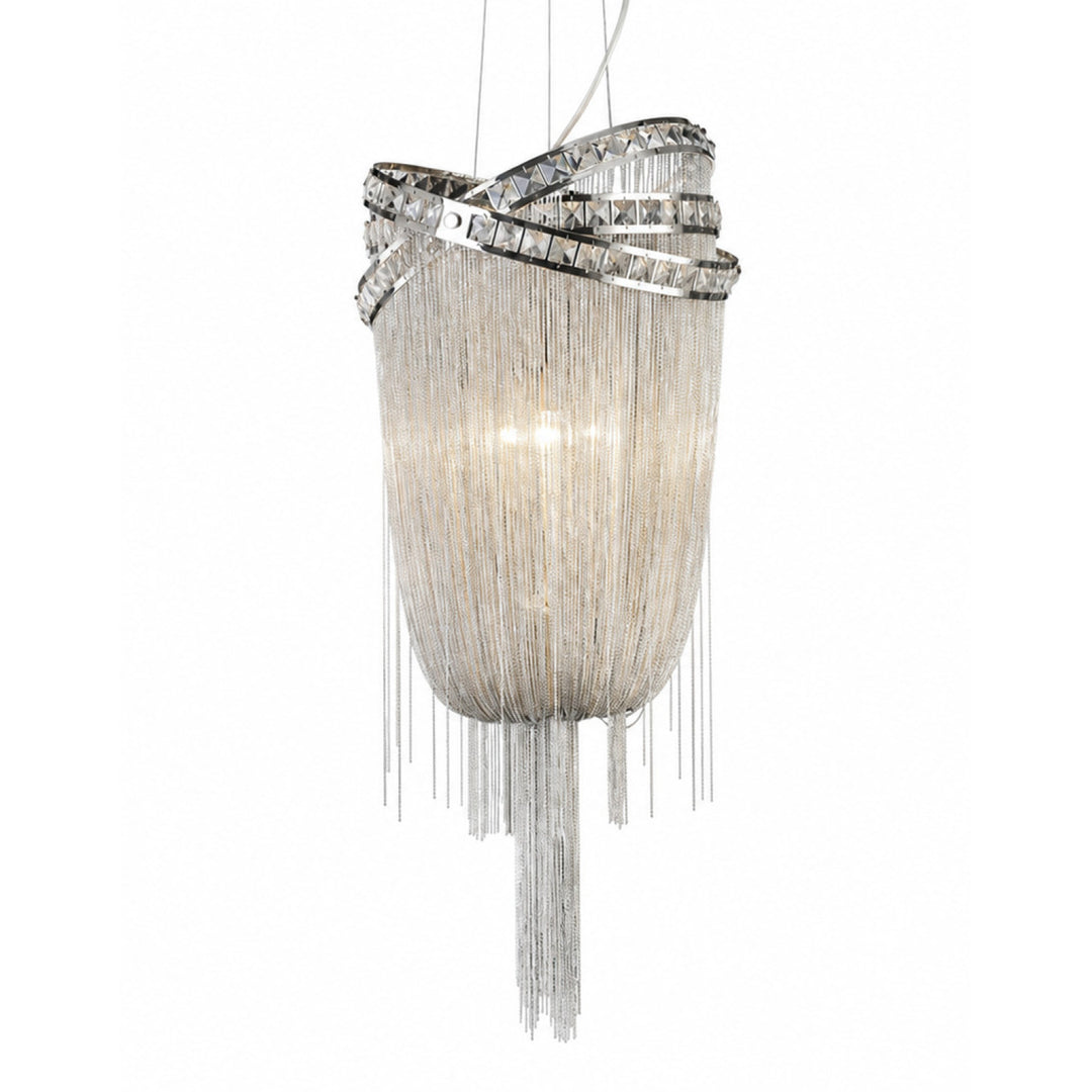 Wilshire Blvd. Jewelry Chain Chandelier in Polished Nickel/Clear Crystals by Avenue Lighting